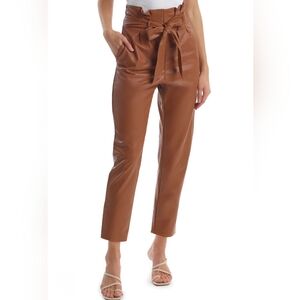 ☆Lucy Paris Brown Leather Belted Pants Ankle Cropped Pants☆